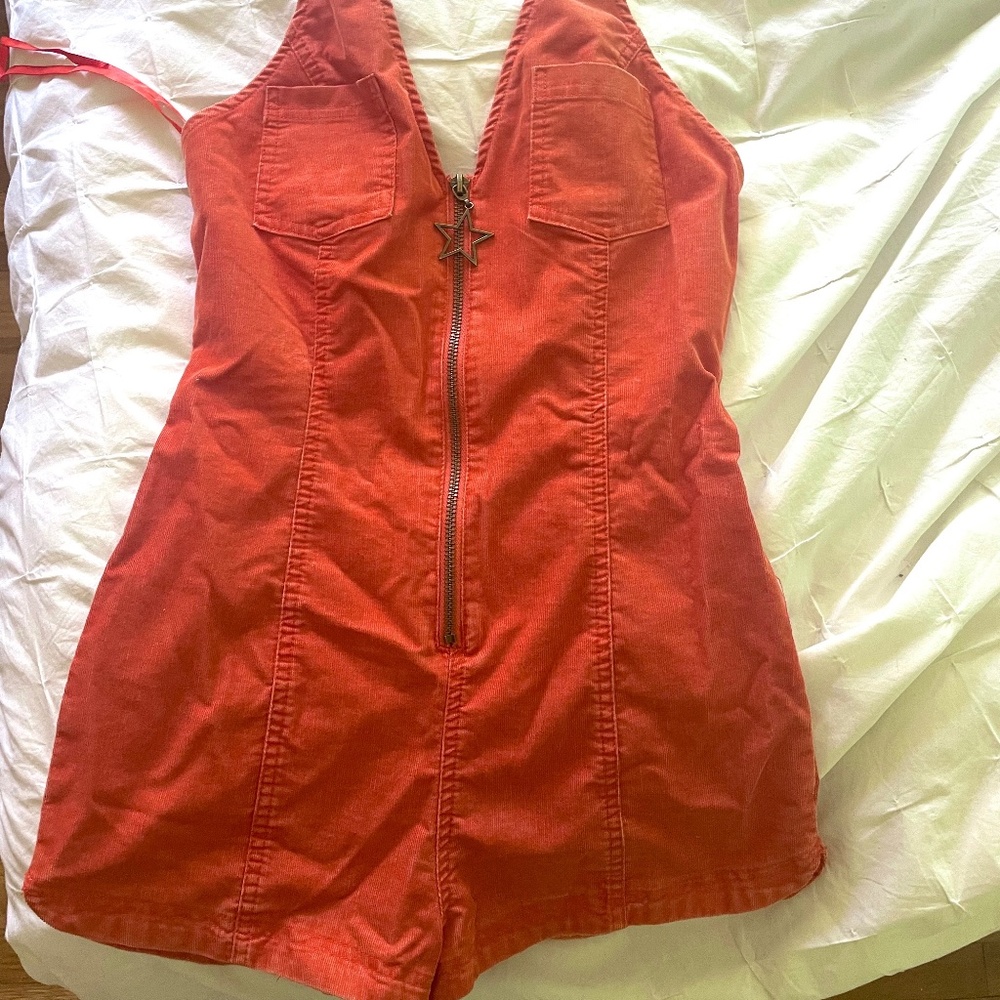 Orange Corduroy Romper